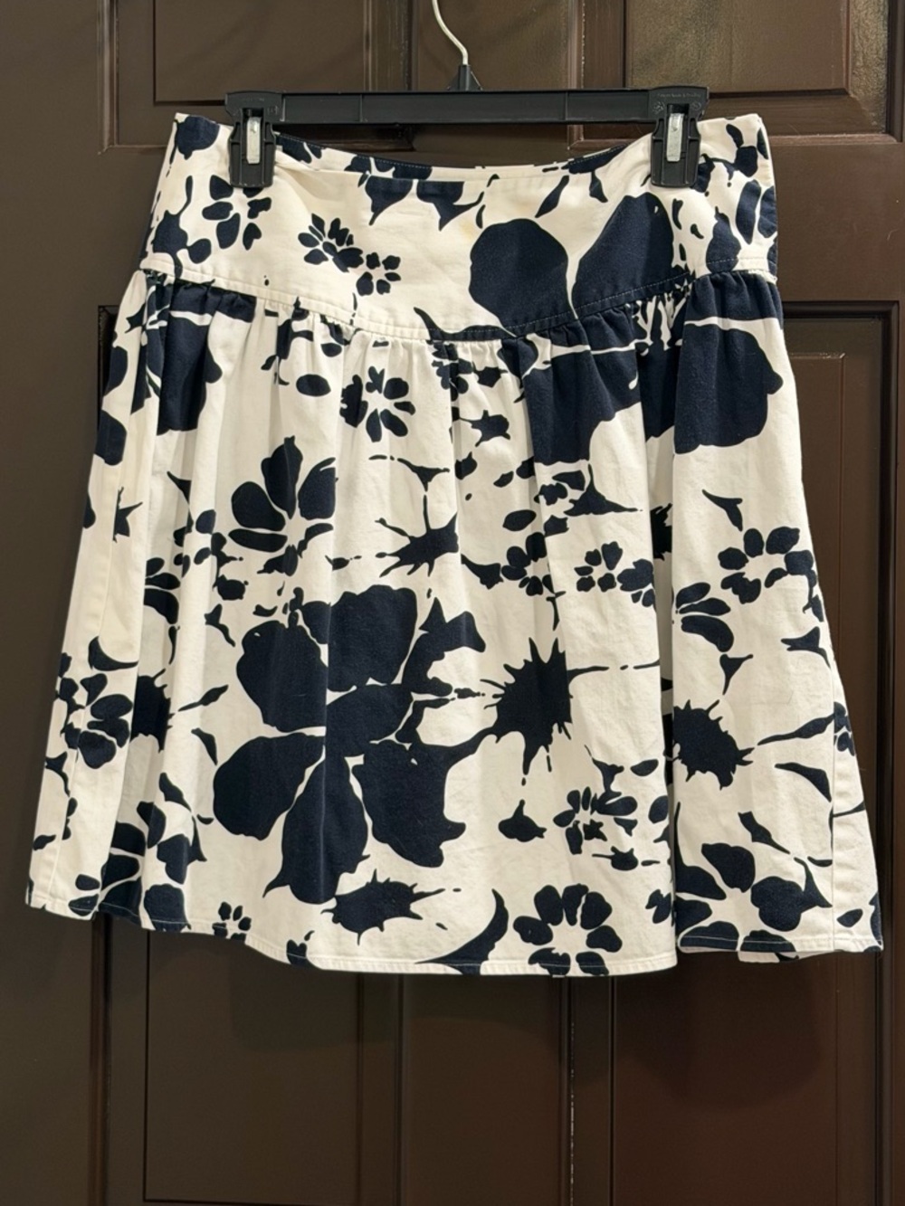 Chaus White Skater Skirt with Navy Floral Print